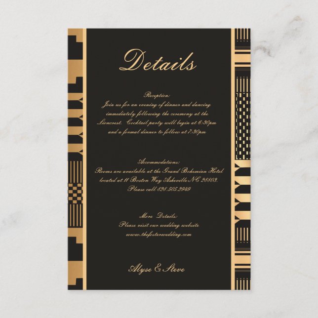 Svart och guld Kente Tilläggskort (Framsida)