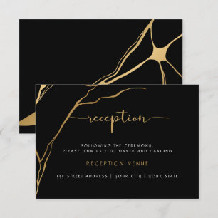 Svart och Guld Kintsugi Reception Inbjudningar