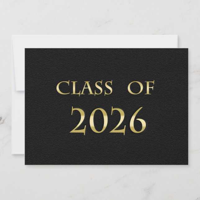 Svart och guld Klass 2026-kort Inbjudningar (Framsida)
