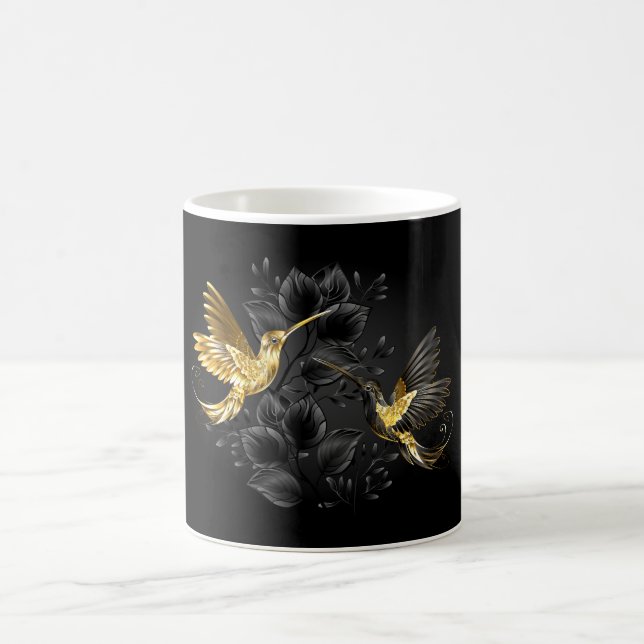 Svart och guld kolibri kaffemugg (Center)