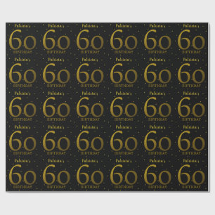 Svart och Guld konfetti 60:e födelsedagen Presentpapper