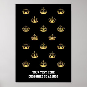 Svart och guld- kronamönster poster