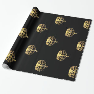 Svart och guld- kronamönster presentpapper