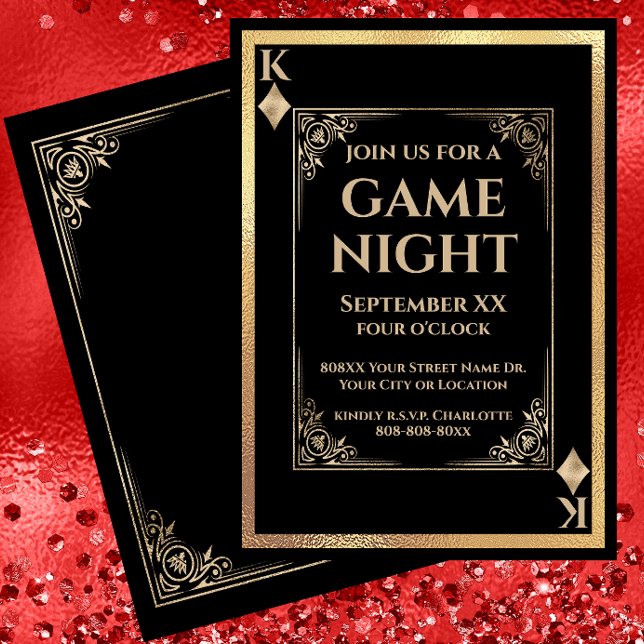 Svart och Guld Kung i diamanternas spelnatt Inbjudningar (Skapare uppladdad)