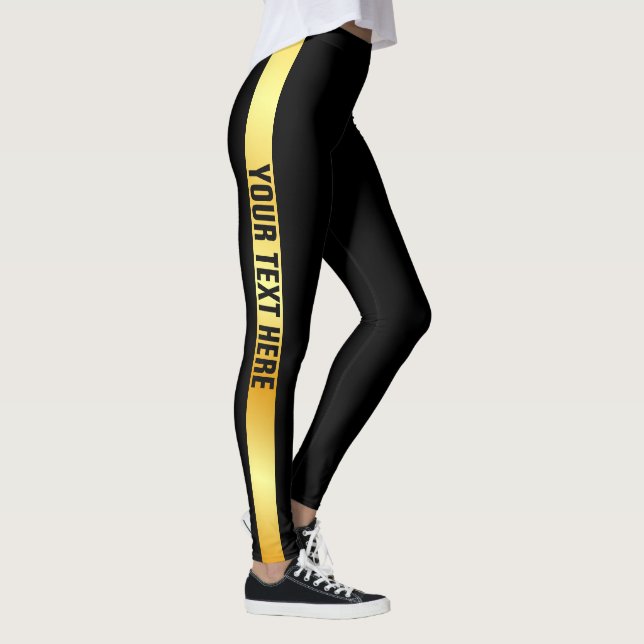 Svart och Guld-lager lägger till Namn-textmall Leggings (Höger)
