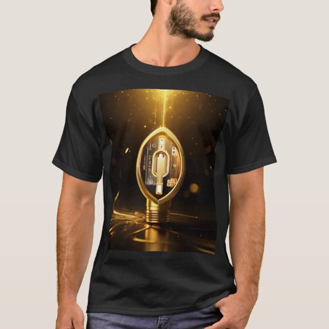 Svart och Guld-låstecken T Shirt (Framsida)