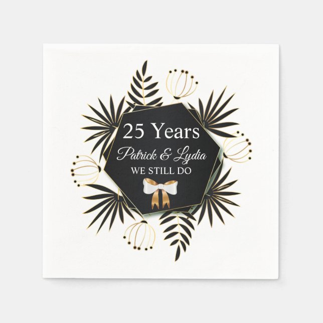Svart och Guld Leafy 25-årsjubileum - JAG GÖR DET  Pappersservett (Framsidan)