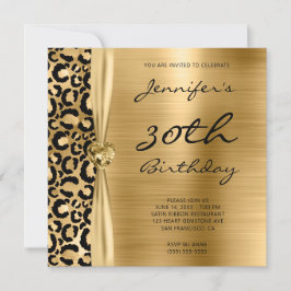 Svart och guld Leopard Glam 30-årsfirande Inbjudningar