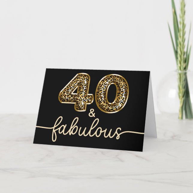 Svart och guld Leopard Glam 40 och fantastisk Kort (Framsida)
