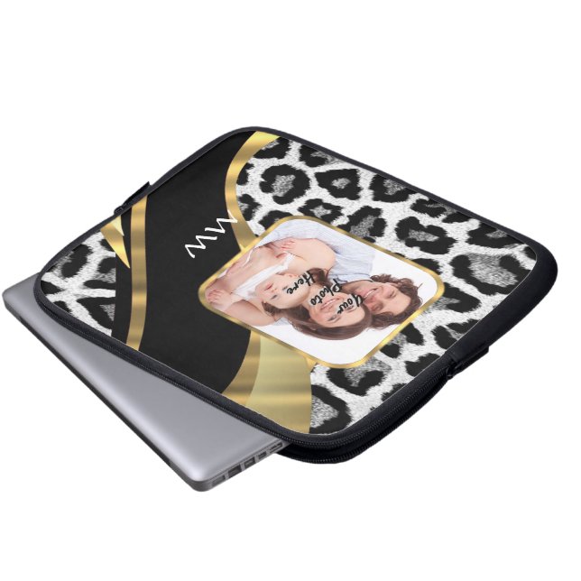 Svart och guld leopard laptop sleeve (Framre botten)