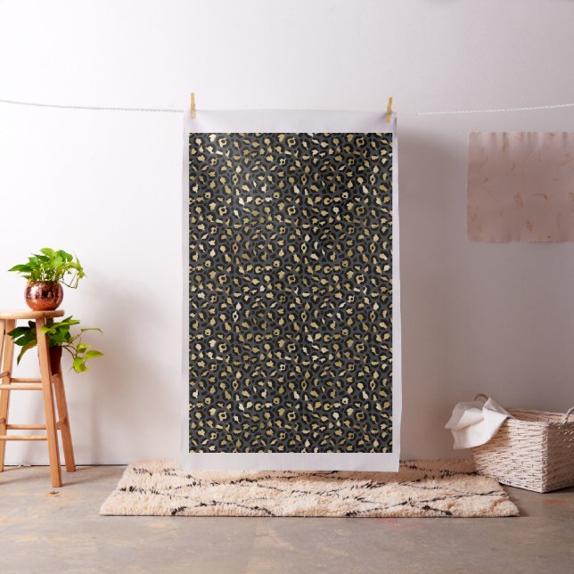 Svart och guld leopardfläcks mönster tyg (In Situ)