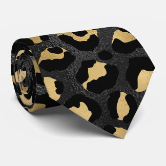 Svart och guld leopardtryck slips