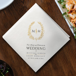 Svart och guld löv, ovala utandningskonst bröllop pappersservett