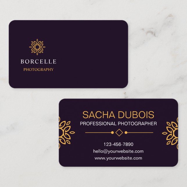 Svart och Guld lyxfoto Affärskort Visitkort (Fram/baksida)