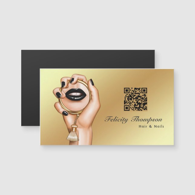 Svart och Guld Makeup Artist QR-kod (Fram/baksida)