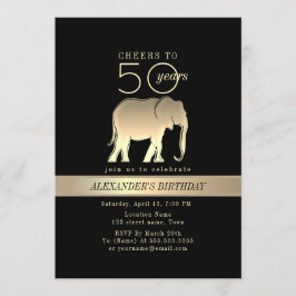Svart och guld Manlig 50-årsdag Inbjudningar