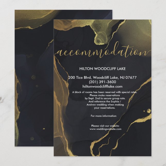 Svart och Guld-marb rymmer inbjudan till hölje (Fram/baksida)