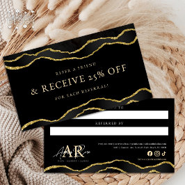 Svart och Guld marble Agate Beauty ReferrCard Visitkort