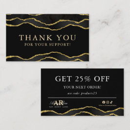 Svart och Guld-marble Agate - tack för ditt kort