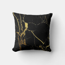 Svart och guld marble dekorativ kudde