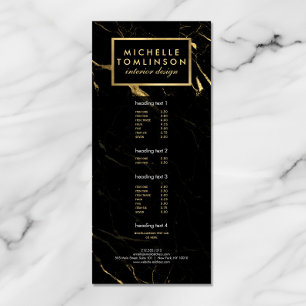 Svart och Guld Marble Designer-rackkort Reklamkort