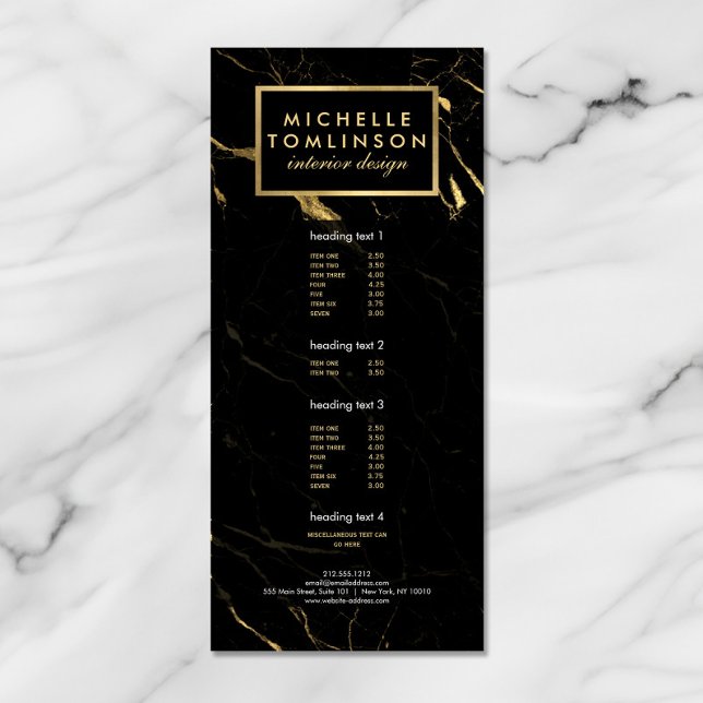 Svart och Guld Marble Designer-rackkort Reklamkort (Skapare uppladdad)