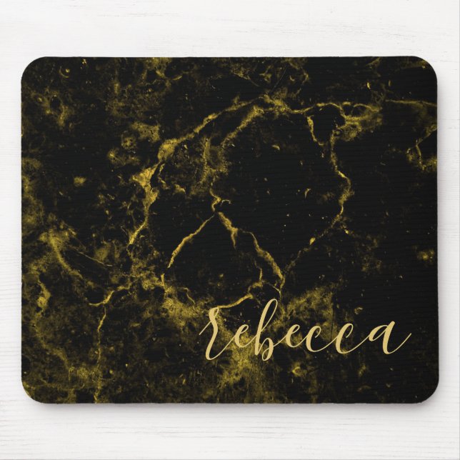 Svart och Guld Marble Granite Stil Mouse Pad Dynor Musmatta (Framsidan)