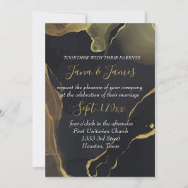 Svart och Guld Marble-inbjudan Inbjudningar