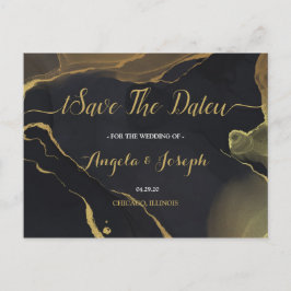Svart och Guld Marble Save Date Postcard Vykort