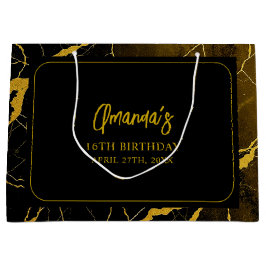 Svart och Guld Marble Sweet 16 Birthday