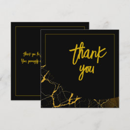 Svart och Guld Marble Sweet 16 Birthday Tack Kort