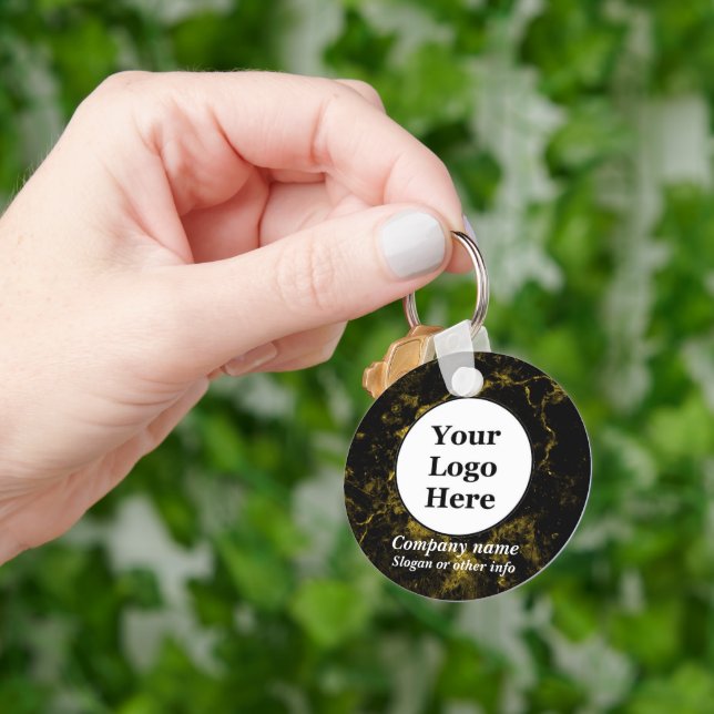 Svart och guld marmor nyckelring (Hand)