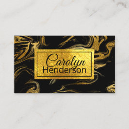 Svart och guld marmorerad visitkort