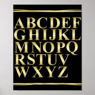 Svart och guld med alfabetet poster
