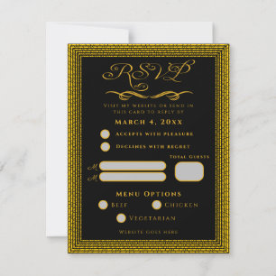 Svart och guld med dekorativa element RSVP-kort OSA Kort