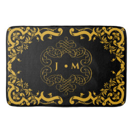 Svart och Guld med dekorativt inslag Badrumsmatta
