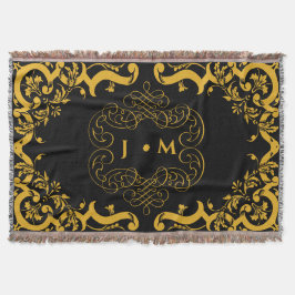 Svart och Guld med initialer Filt