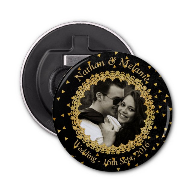 Svart och Guld-miniatyrdiagram Flasköppnare (Framsidan)