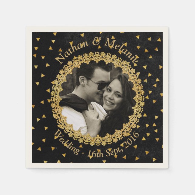 Svart och Guld-miniatyrdiagram Pappersservett (Framsidan)