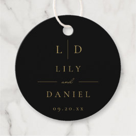 Svart och guld minimalistisk elegant monogram bröl gåvor etiketter