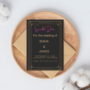 Svart och Guld-minimalistisk Elegant Weeding Inbjudningar
