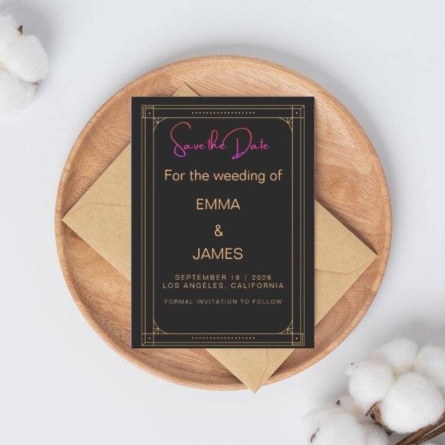 Svart och Guld-minimalistisk Elegant Weeding Inbjudningar (Skapare uppladdad)