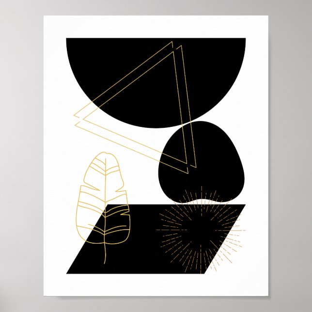 Svart och Guld-minimalistisk geometrisk konst Poster (Framsidan)