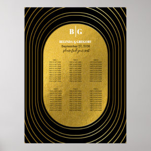 Svart och Guld Modern Arch Bröllop-sätesdiagram Poster