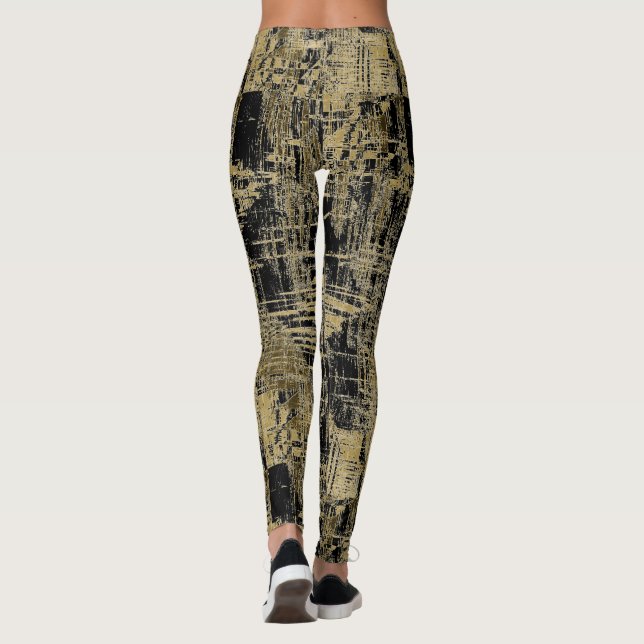 Svart och Guld Modern Art Leggings (Baksida)