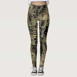 Svart och Guld Modern Art Leggings