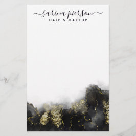 Svart och guld modern konst flytande akvarellbläck brevpapper