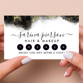 Svart och Guld, modern konst i flytande vattenfärg Lojalitetskort