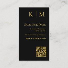 Svart och Guld-Modern-Save the Date-QR-kod- Visitkort