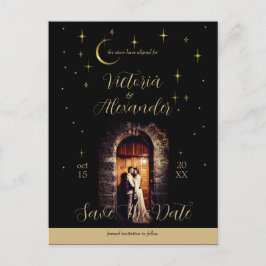 Svart och Guld Modern Whimsigotisk Celest Arkitekt Meddelande Vykort